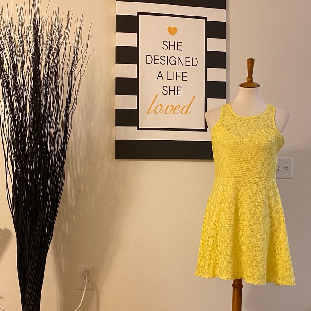 Yellow crochet skater dress
